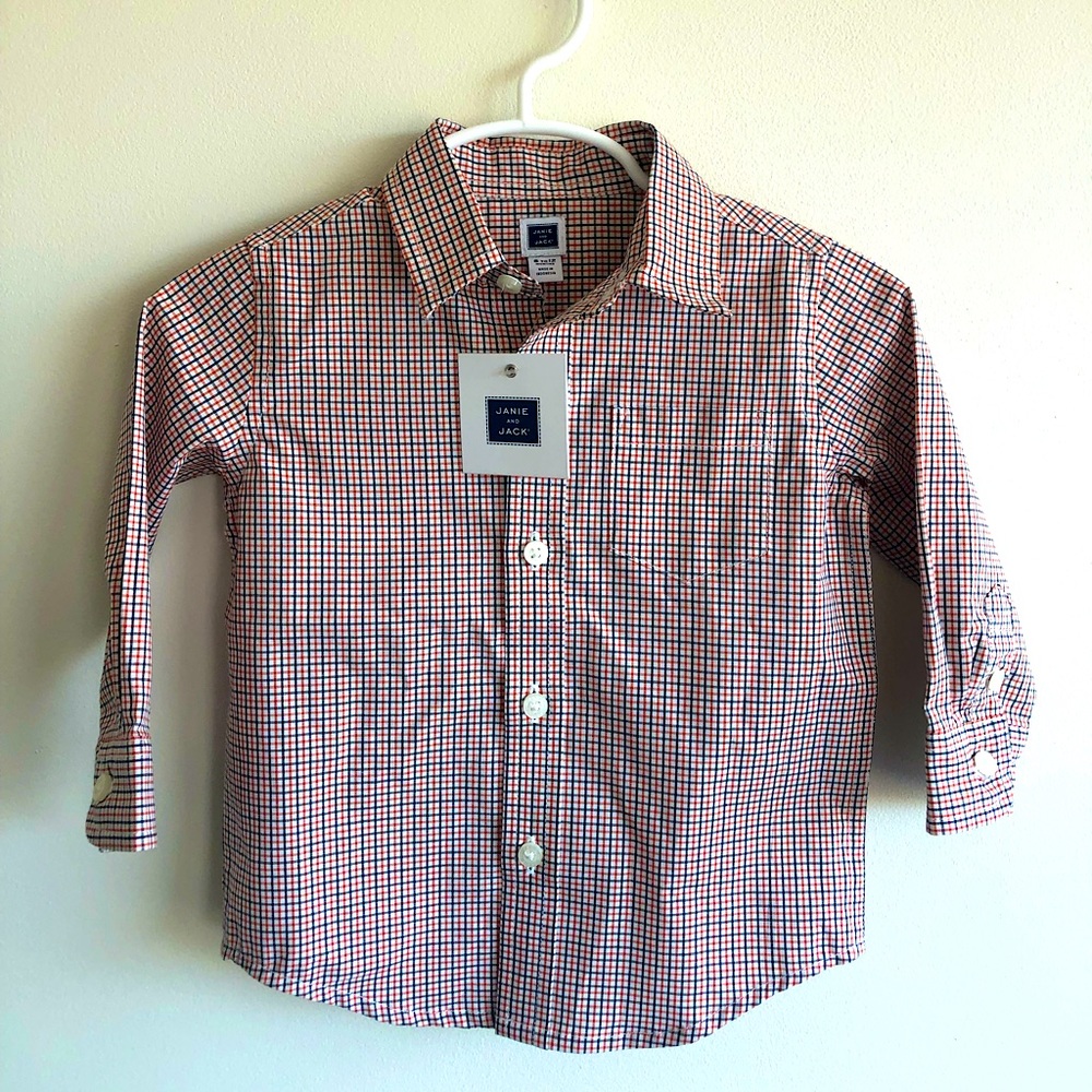 Janie and Jack red boys plaid button down
